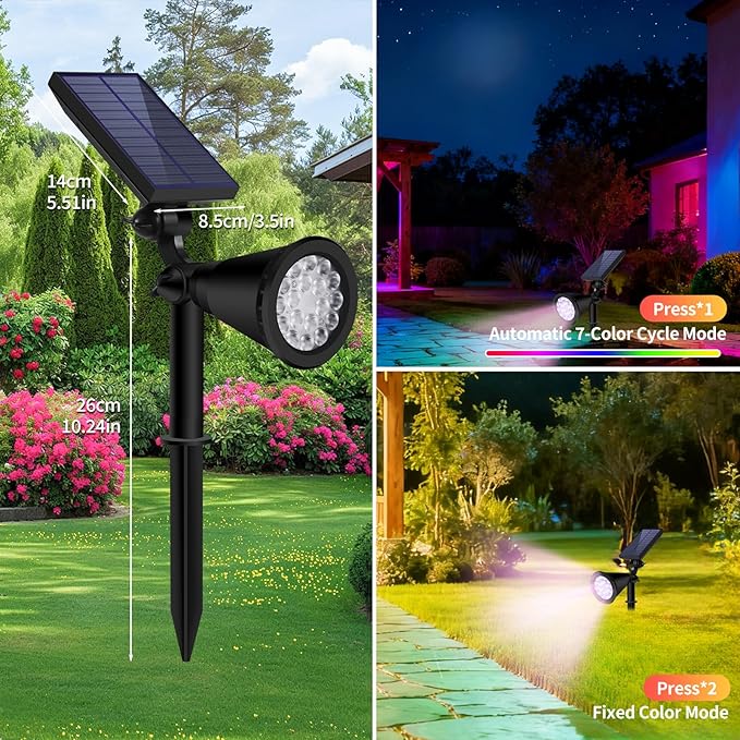 Solar Spot Lights Outdoor Waterproof, 18 LED Solar Powered Landscape Lighting - Image 6