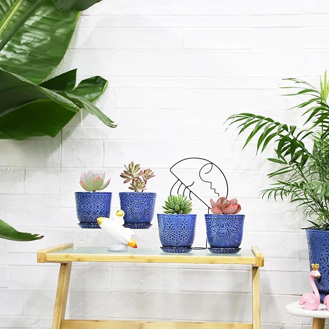 Gepege Succulent Pots, 4 Inch Small Indoor Ceramic Planter Pot - Image 5