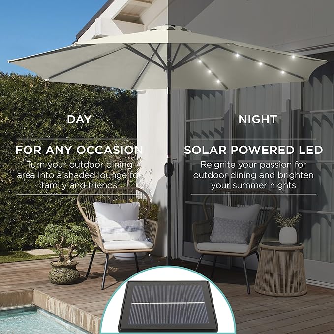 Best Choice Products 10ft Solar Polyester LED Lighted Patio Umbrella w/Tilt - Image 3