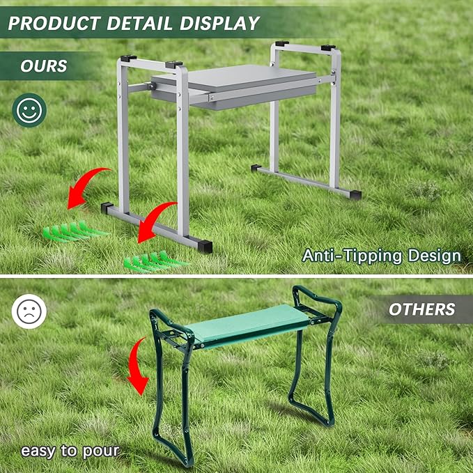 FLINTER Garden Kneelers Seat, Stable and Save Tip-Resistant Design 10.2" Wider - Image 2