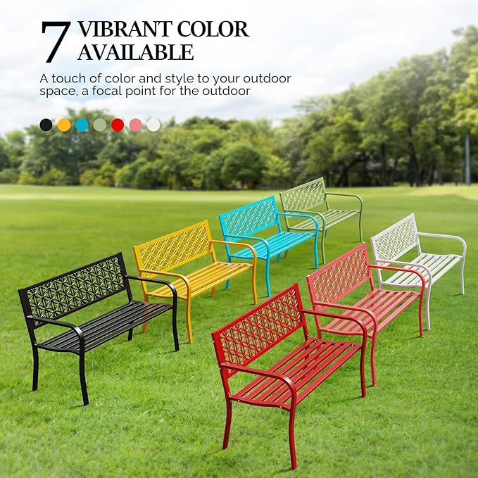 VINGLI 50" Outdoor Bench Metal - Image 7