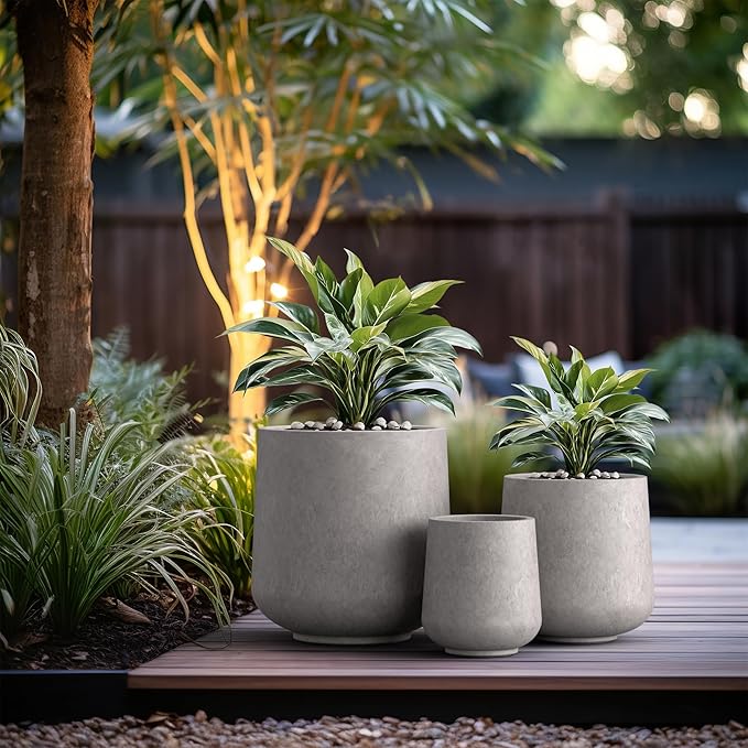 Kante 15.3"+11.6"+8.2" Dia Round Concrete Planter, Large Outdoor Indoor Planter - Image 6