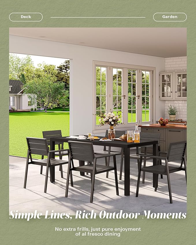 Outdoor Dining Chairs Set of 2, HDPS + Aluminum Patio Dining Chairs - Image 7