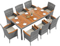 Flamaker 9 Piece Patio Dining Set Outdoor Acacia Wood Table and Chairs by Flamaker