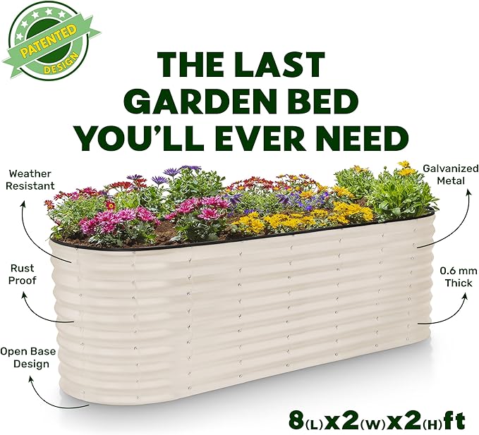 Plant & Plot Galvanized Raised Garden Beds Outdoor // 8×2×2 ft Planter Raised - Image 5