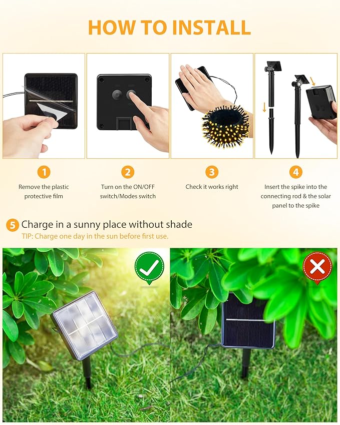 Brightown 2 Pack Solar String Lights Outdoor Waterproof, 92Ft 240 LED Solar - Image 6