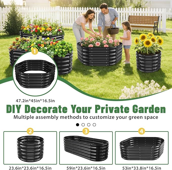 Hexagon Raised Garden Bed, 48 Inch Diagonal & 16.5 Inch Tall, Galvanized Steel - Image 4