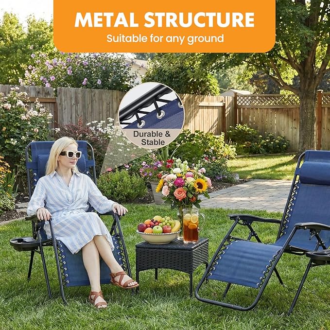NEWBULIG Zero Gravity Chair Set of 2, Lounge Chair Folding Portable Adjustable - Image 7
