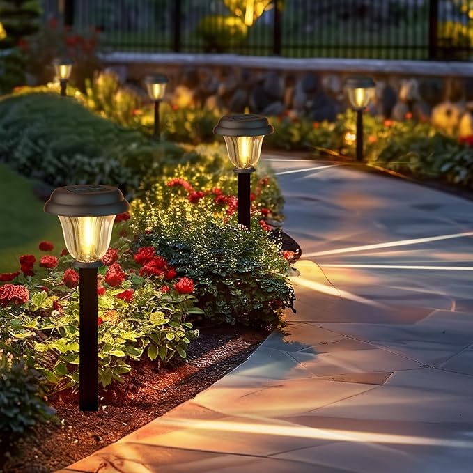 Solar Lights Outdoor, 6 Pack Metal Solar Pathway Lights, Heavy Duty Stainless - Image 3