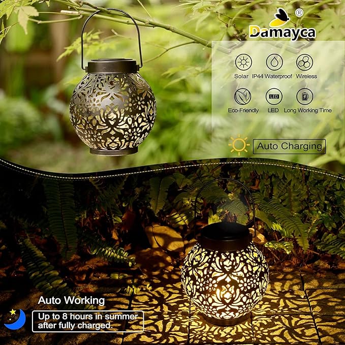 Set of 2 Solar Lantern Outdoor Hanging Decorative Lights - Image 4