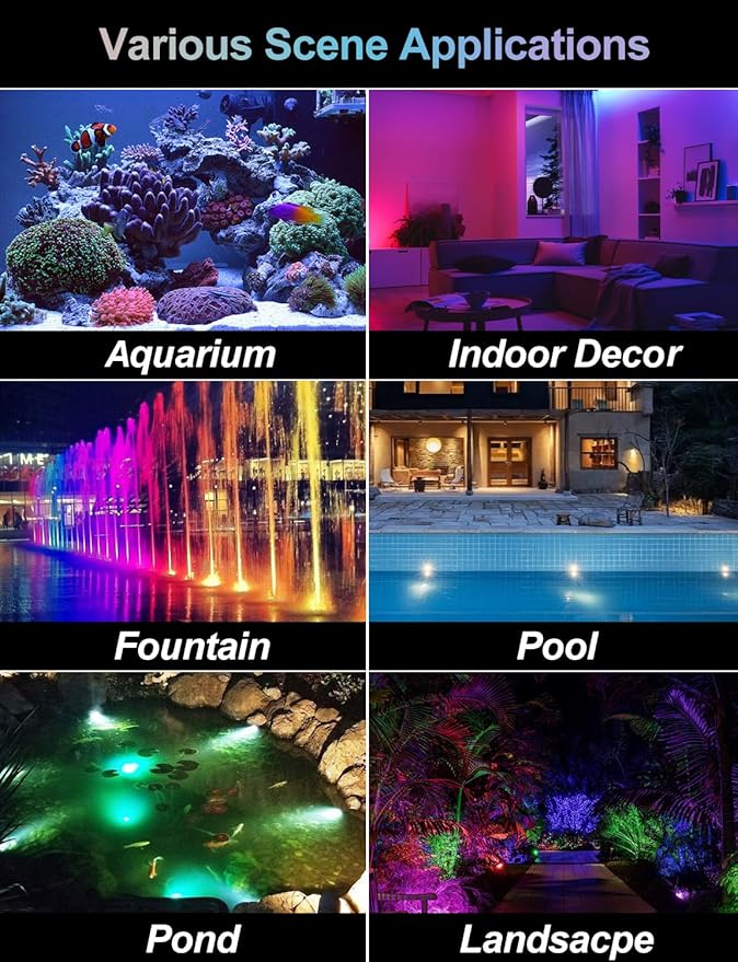RGB Pond Lights with Timer, LED Underwater Submersible Colorful Landscape - Image 7