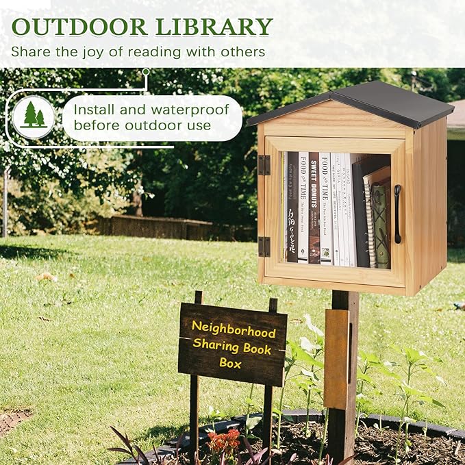 Outdoor Library Outdoor Book Box Storage Small Wooden Cabinet Little Literature - Image 7