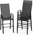 VINGLI 4 Pack Stackable Outdoor Bar Chairs – High Back Sling Chairs by VINGLI