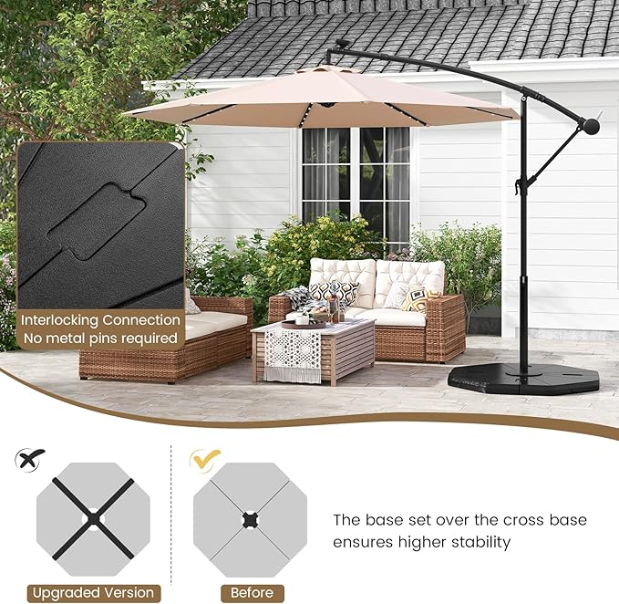 Tangkula 4-Piece Patio Umbrella Base, 208 lbs Heavy Duty Offset Cantilever - Image 5