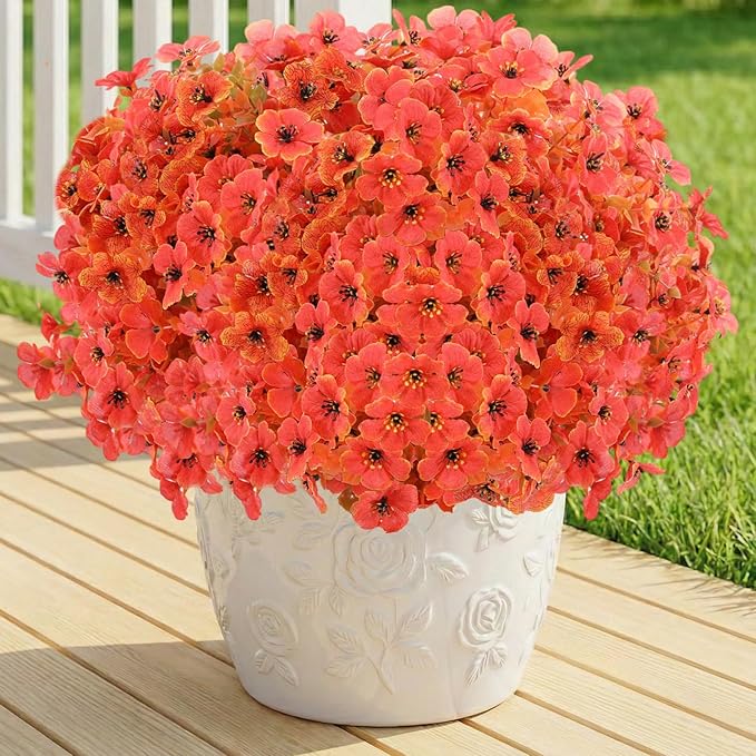 Artificial Flowers for Outdoor, Silk Flowers No Fade Fake Plastic Flowers UV by LetuoClipsClipsandHooks