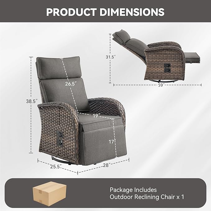 Zero Gravity Patio Swivel Rocking Recliner Chair - Image 2