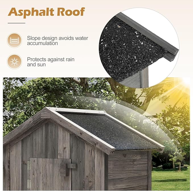 Goplus All-in-One Storage Shed, Vertical Utility Tool Organizer w/Shelves & - Image 6