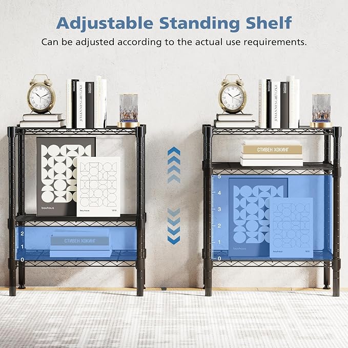 DUMOS 3-Tier Metal Wire Storage Shelves, Adjustable Standing Storage Rack Shelf - Image 6