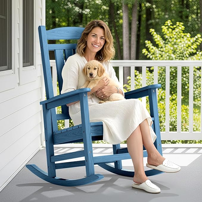 SERWALL Oversized Outdoor Rocking Chair, All-Weather Patio Rocking Chair - Image 2