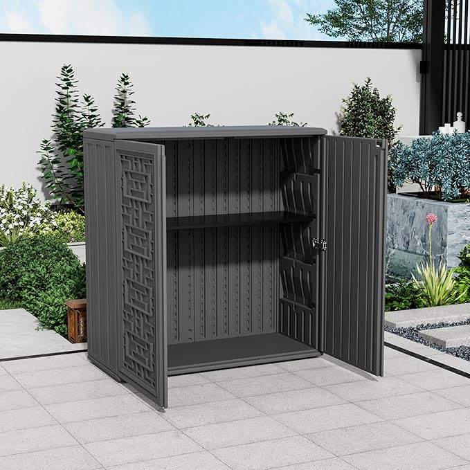 Storage Box Outdoor Caninet, Resin Indoor Storage Box Waterproof Outdoor - Image 2