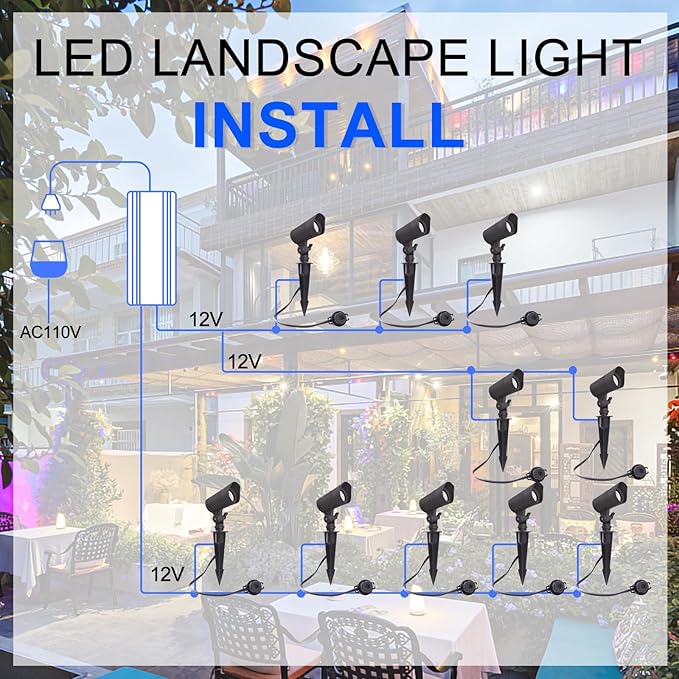 LED Landscape Lights with Connectors, 12V Low Voltage, Warm White 3000k - Image 2