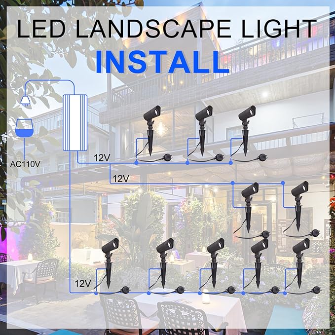 LED Landscape Lights with Connectors, 12V Low Voltage, Warm White 3000k - Image 2