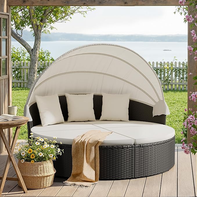 Devoko Patio Furniture Outdoor Round Daybed - Image 7
