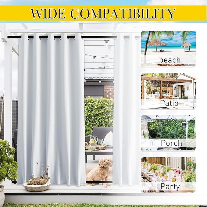 NICETOWN 2 Panels Outdoor Curtains Waterproof 90 inch Long - Image 7