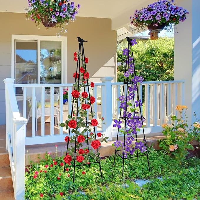 Lalahoni Garden Trellis for Climbing Plants, 67inch Tall Garden Obelisk Trellis - Image 6