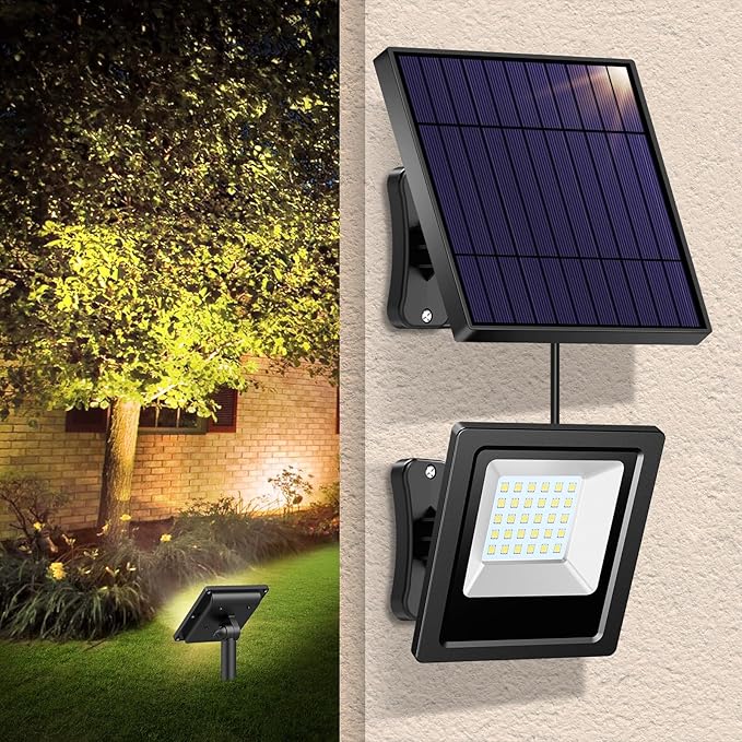 Solar Lights Outdoor Solar Flood Dusk to Dawn Lights 4400mAh 3000K Warm White - Image 7
