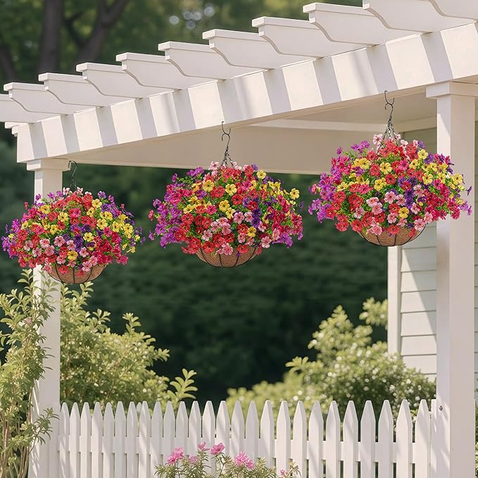 Artificial Faux Hanging Plants Flowers Basket - Image 2