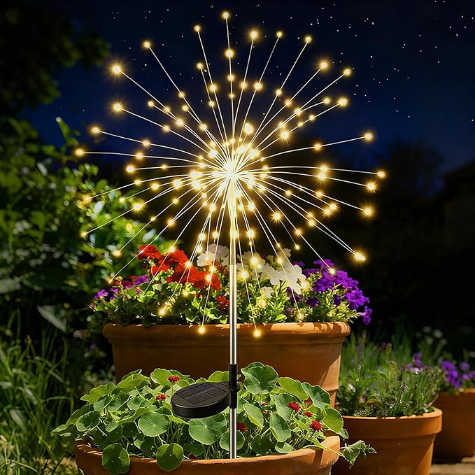 btfarm 1 Pack Solar Garden Lights Outdoor, 8 Modes Firework Lights Solar Powered by btfarmdecorativelighting
