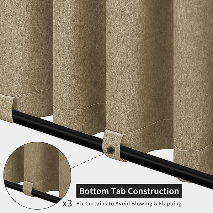 Easy-Going Linen Look Outdoor Curtains Waterproof Windproof Porch Curtains - Image 4