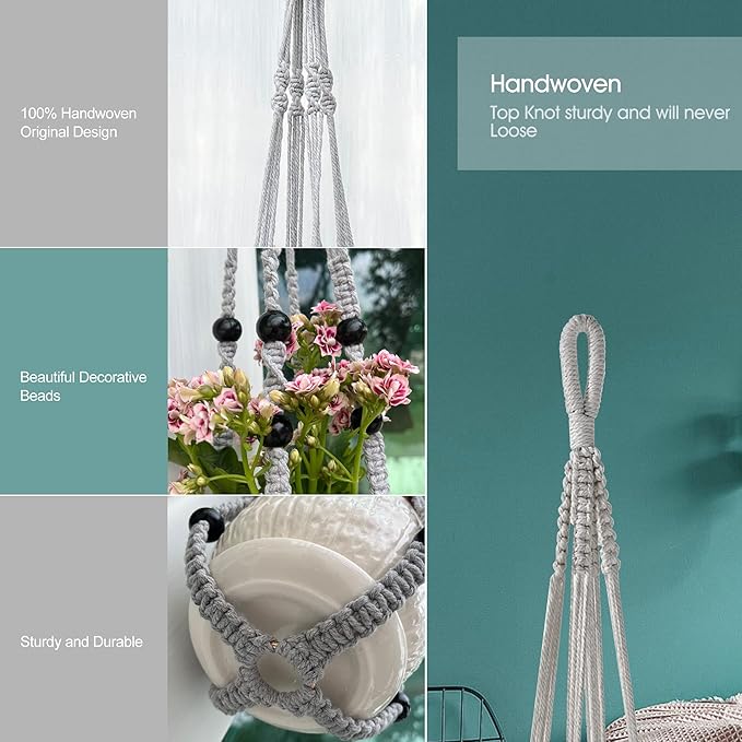 RIFNY Macrame Plant Hanger for 5 to 10 Inch Plant Pots, 35 Inch Indoor Handmade - Image 4