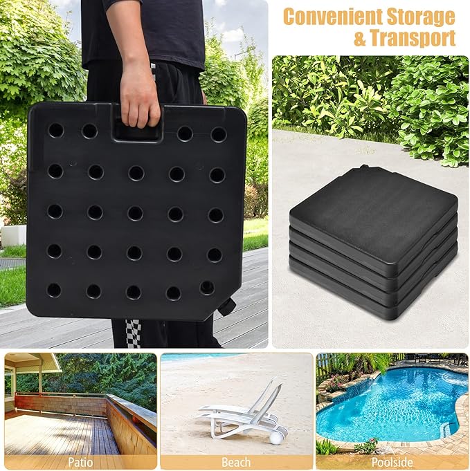 Tangkula 4Pcs 13L 220 lbs Cantilever Offset Patio Umbrella Base, Water & Sand - Image 8