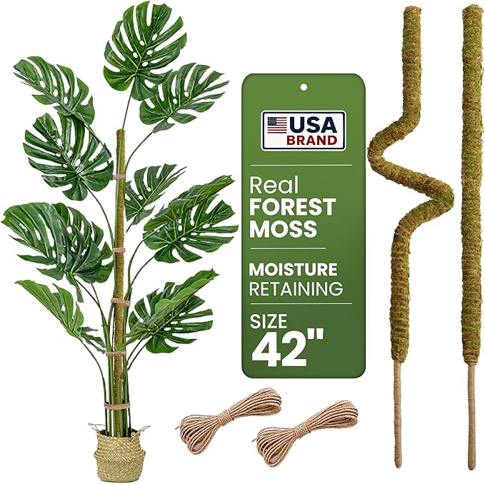 2 Pack 42'' Bendable Moss Pole Monstera Plant Support by K-BRANDS