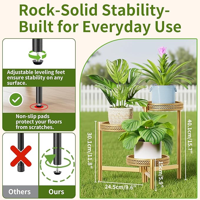 Metal Plant Stand Indoor Outdoor, 3 Tier Corner Tall Plant Shelf - Image 3