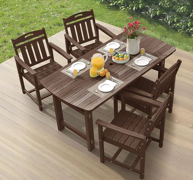 Ciokea HDPE Outdoor Dining Set, 5-Piece Patio Table and Chairs Set by CIOKEA