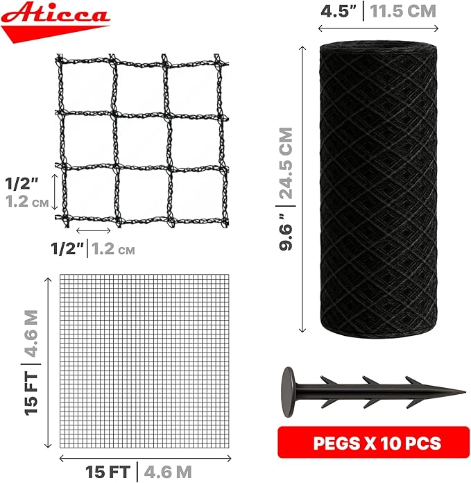 Heavy Duty Bird Netting for Garden Protection & Fruit Trees, 15x15 Ft - Image 2