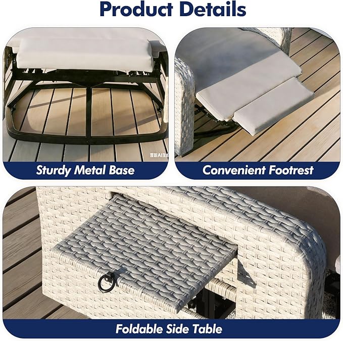 Outdoor Recliner Chair, Wicker Patio Recliners - Image 6