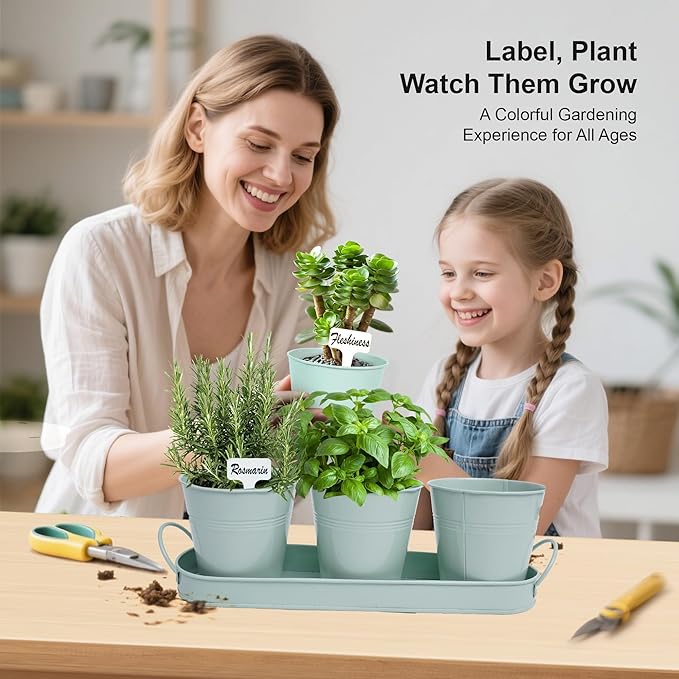 Herb Garden Planter Indoor Kit – 6 Metal Pots - Image 7