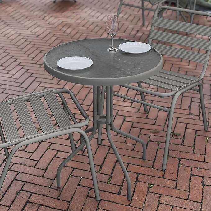 Flash Furniture Bellamy 23.75'' Round Tempered Glass Metal Table - Image 7