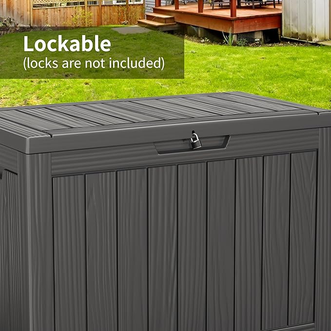 45 Gallon Waterproof Outdoor Storage Box, Resin Deck Box, Lockable Outside - Image 5