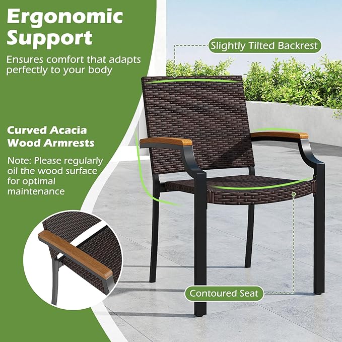 Tangkula 9 Piece Patio Dining Set, 79” Rectangular Outdoor Dining Table - Image 6