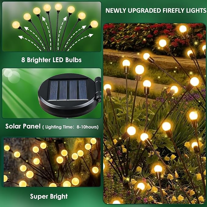 12-Pack Garden Solar Lights, 96 LED Solar Lights Outdoor - Image 3