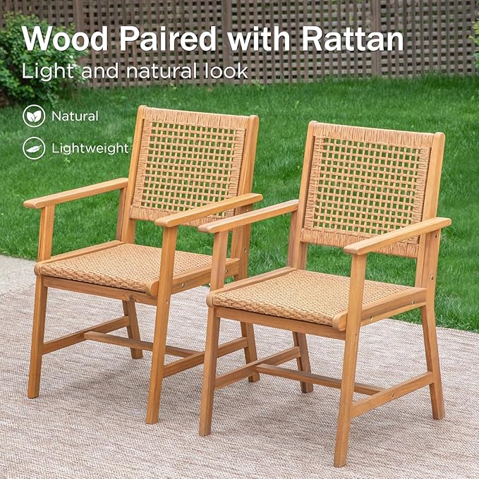 PHI VILLA 9 Pieces Acacia Wood Outdoor Dining Set - Image 3