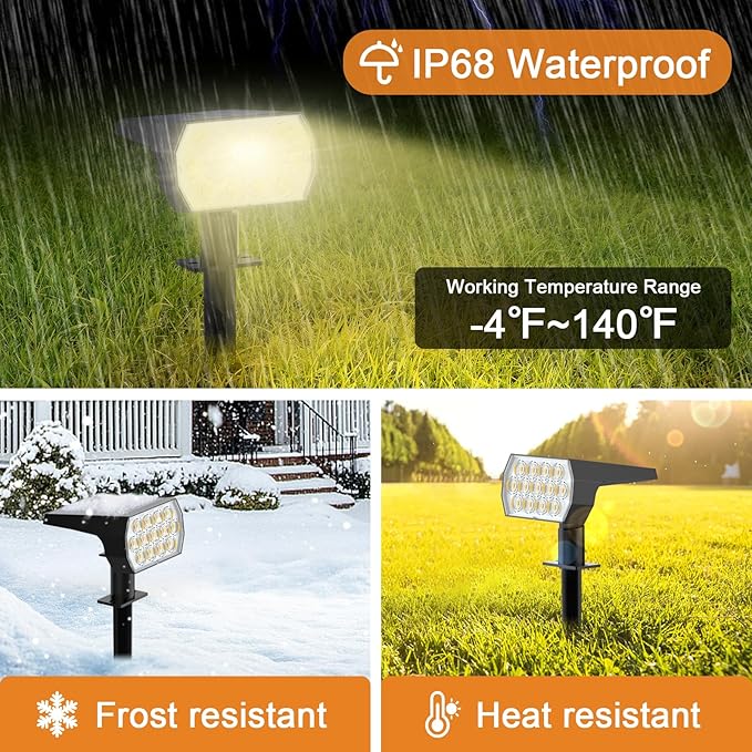 WELALO Solar Spot Lights Outdoor, Solar Landscape Spotlights, Solar Powered - Image 4
