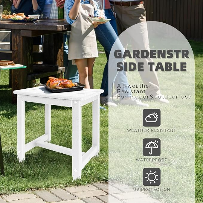 Adirondack Square Side Table, one-Tier Outdoor end Table, Patio Side Table - Image 4