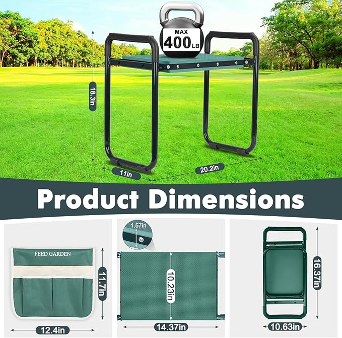 FEED GARDEN Garden Kneeler and Seat, Upgraded Foldable Gardening Stool - Image 2