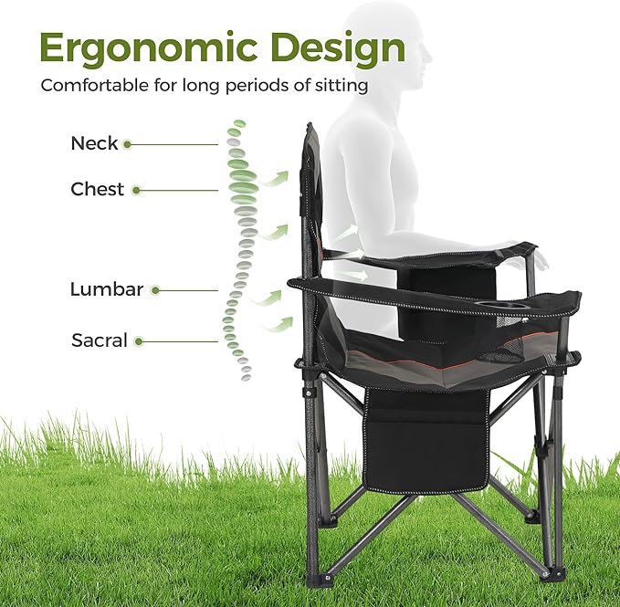 ALPHA CAMP Heavy Duty Camping Chair 500LBS Capacity, Oversized Folding Chair - Image 3